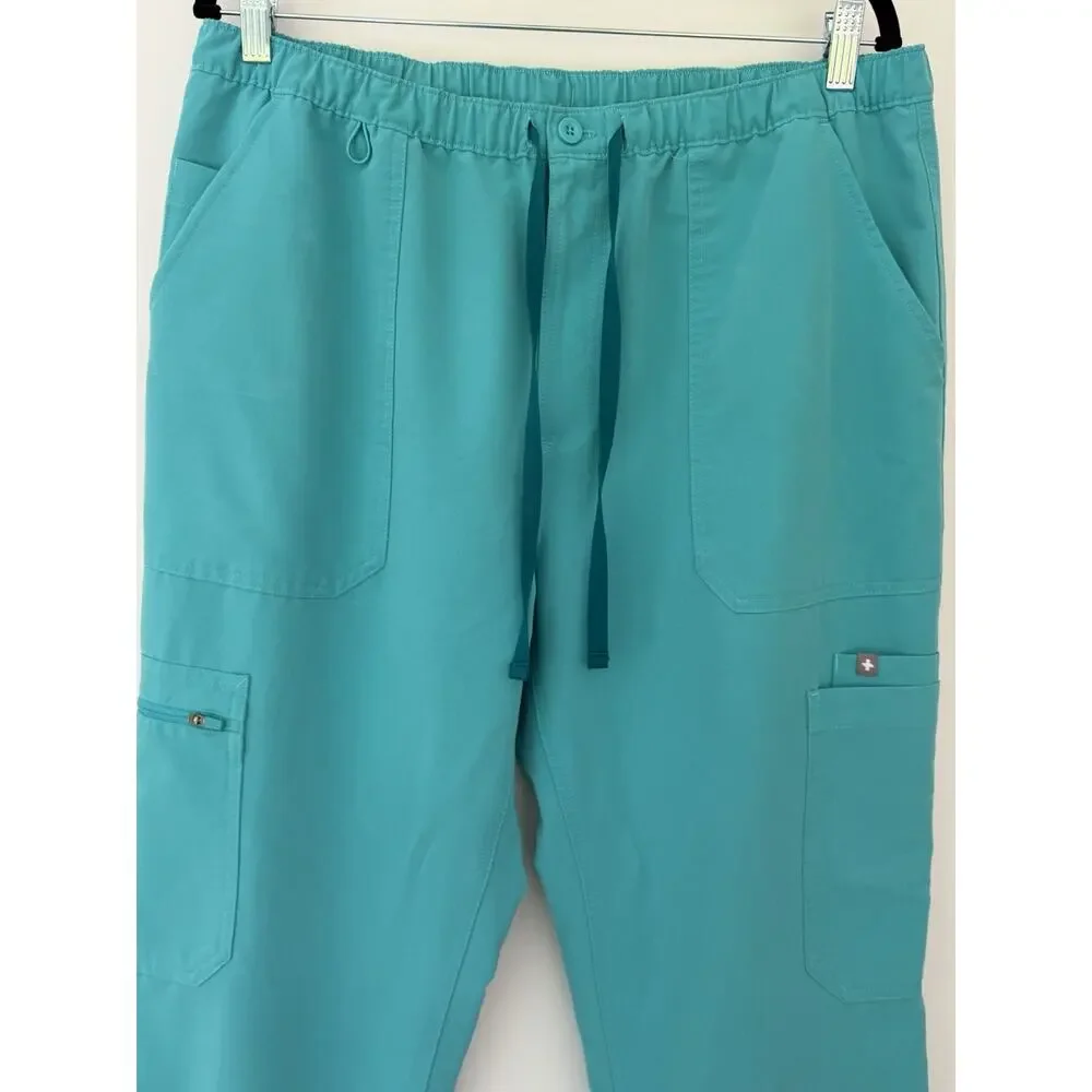 FIGS Cairo Scrub Pants XL Tall Technical Collection Teal Cargo Stretch Medical